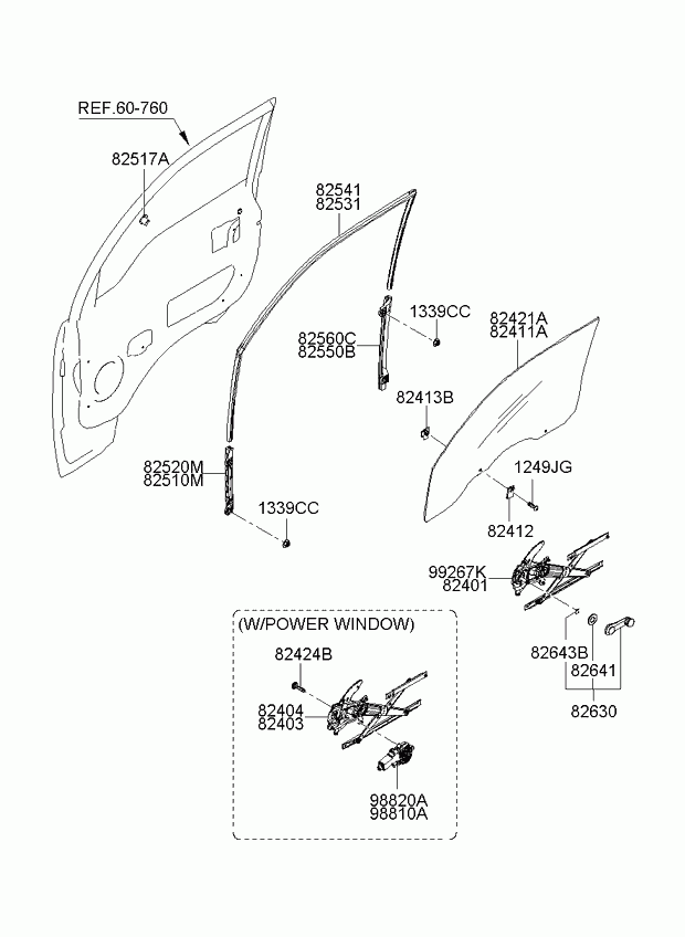 Стекло передней левой двери для Киа Бонго 2005-2018