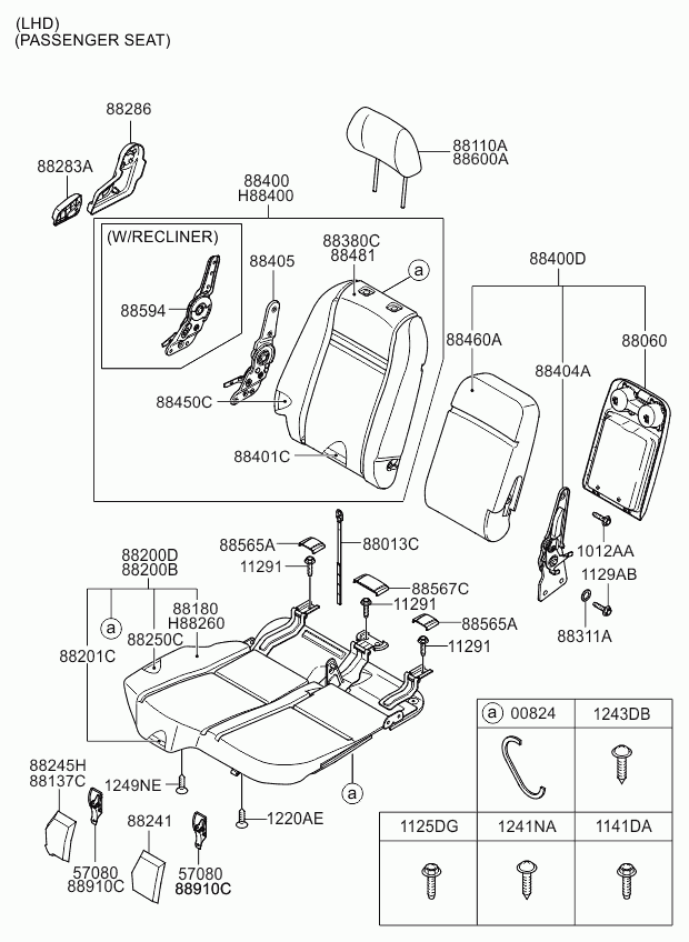 Спинка переднего сиденья пассажира для Киа Бонго 2005-2018 