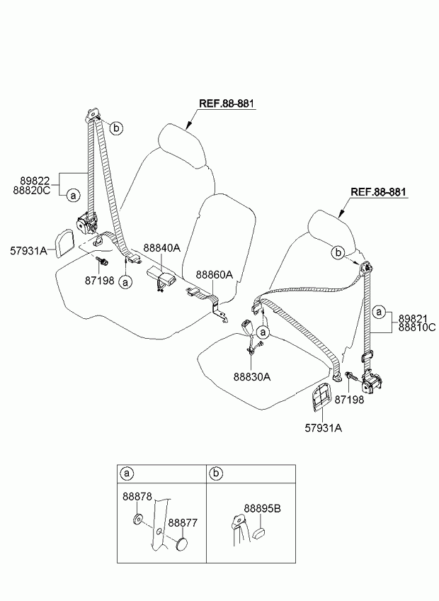 Ремень безопасности водителя для Киа Бонго 2005-2018