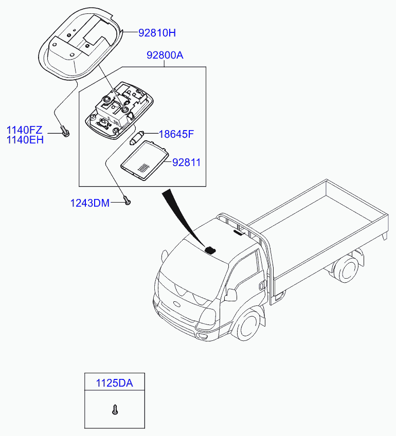 Фонарь салона для Киа Бонго 2005-2018