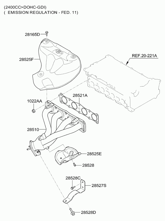 Коллектор выпускной для Киа Оптима 2010-2013