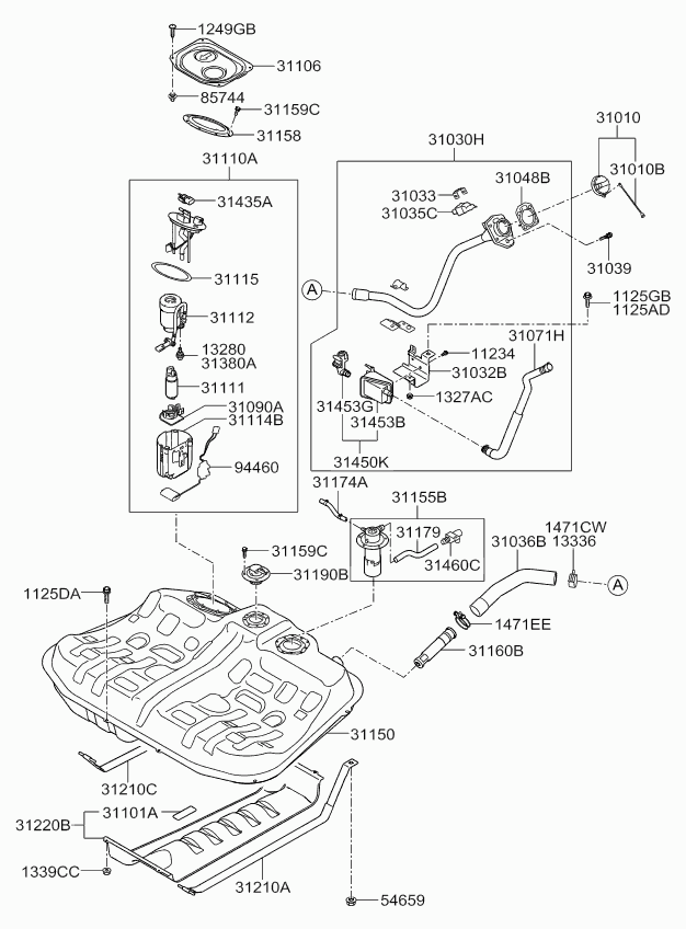 Бак топливный для Киа Оптима 2010-2013