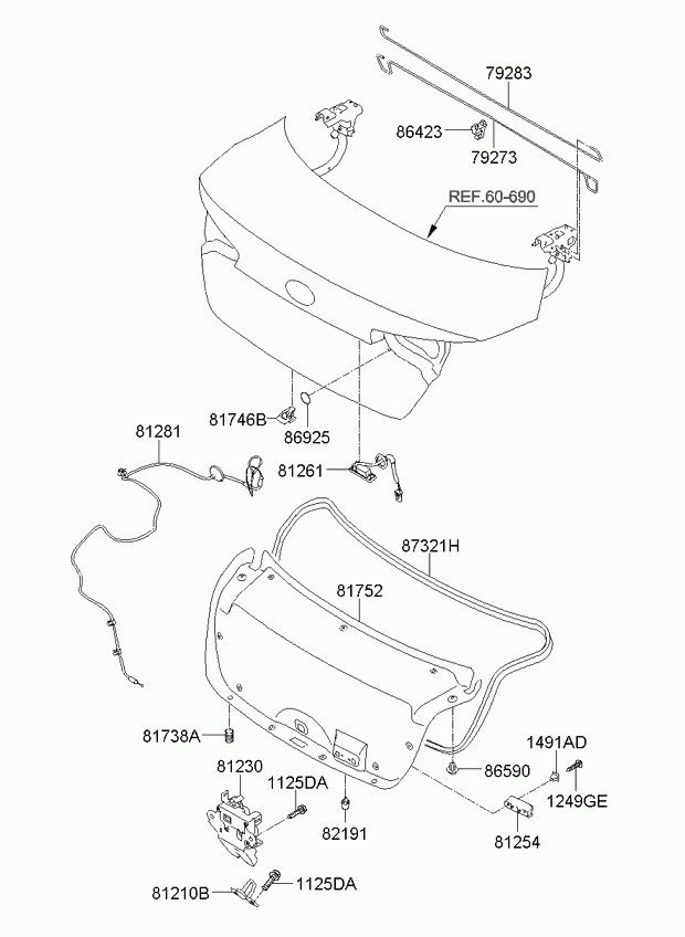 Замок багажника для Киа Оптима 2010-2013