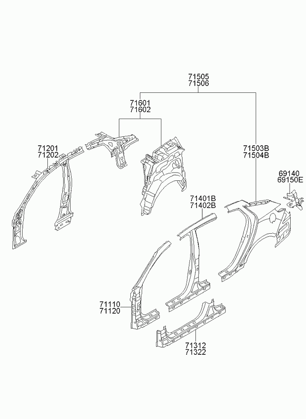 Центральная стойка кузова правая для Киа Оптима 2010-2013