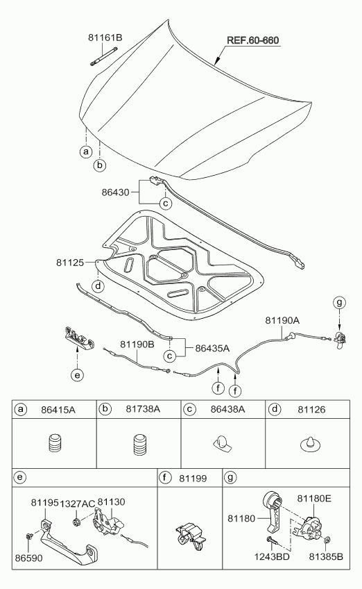 Замок капота для Киа Оптима 2010-2013