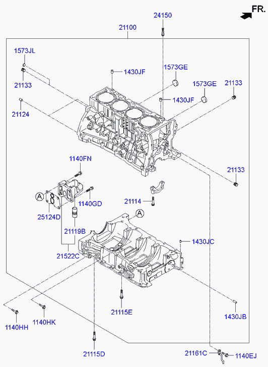 Блок цилиндров в сборе для Хендай Соната 2009-2014