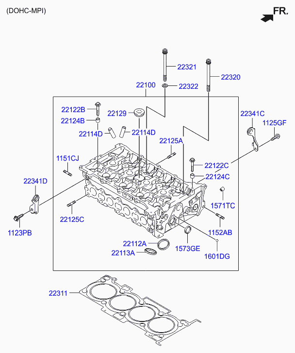Головка блока цилиндров в сборе для Хендай Соната 2009-2014