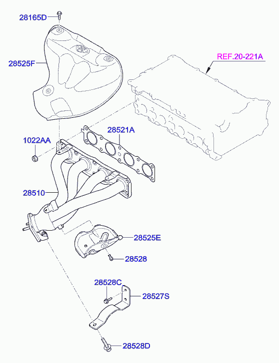 Коллектор выпускной для Хендай Соната 2009-2014