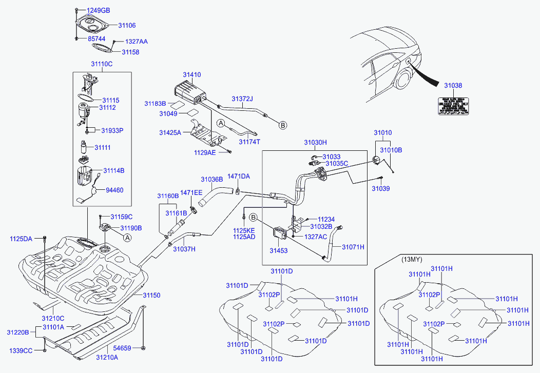 Топливный насос в сборе для Хендай Соната 2009-2014