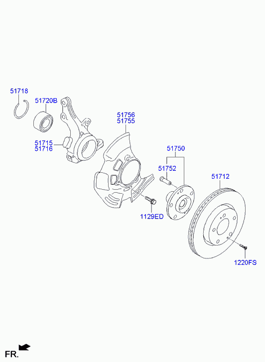 Ступица передняя правая для Хендай Соната 2009-2014