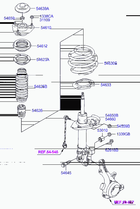 Стойка передняя левая для Хендай Соната 2009-2014
