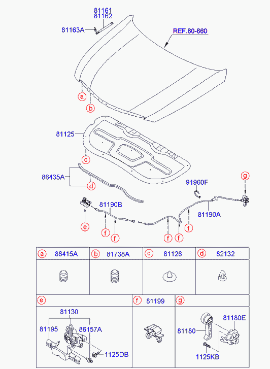 Замок капота для Хендай Соната 2009-2014