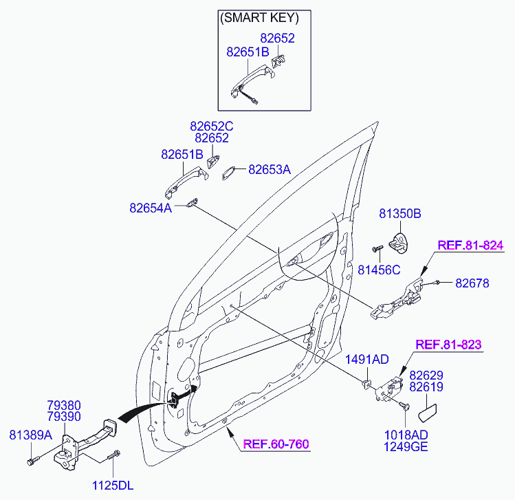 Ручка передней правой двери для Хендай Соната 2009-2014