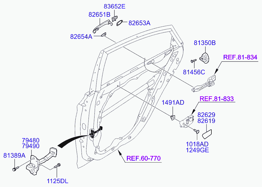 Ручка задней левой двери для Хендай Соната 2009-2014