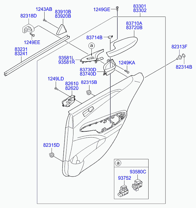 Панель отделки задней левой двери для Хендай Соната 2009-2014