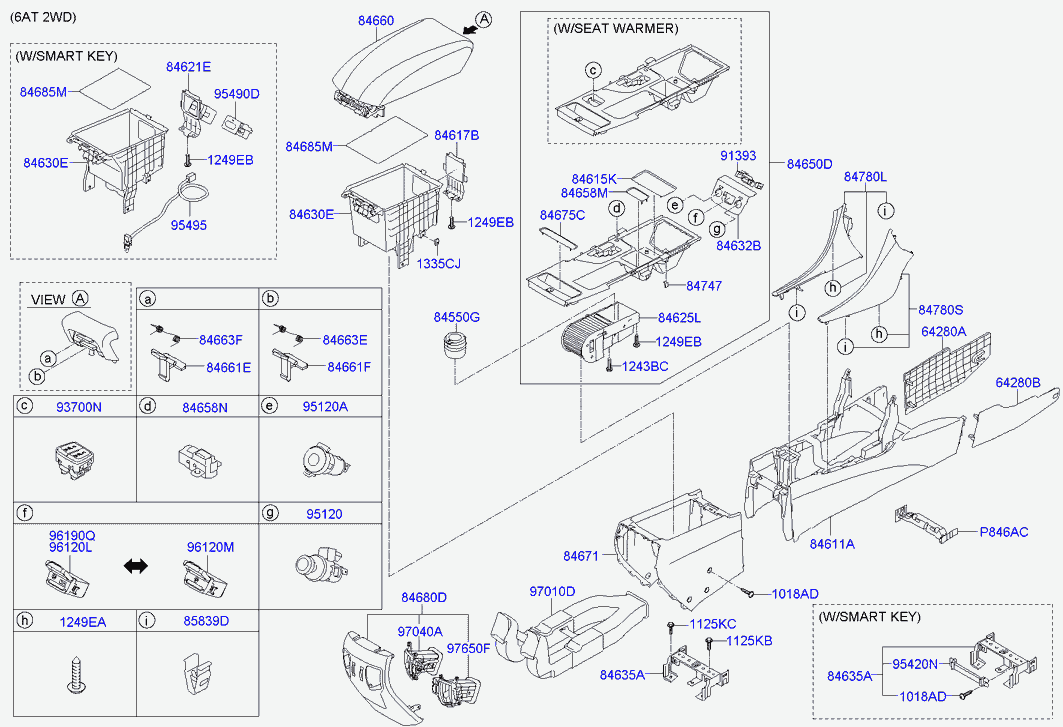 Подлокотник передних сидений для Хендай Соната 2009-2014