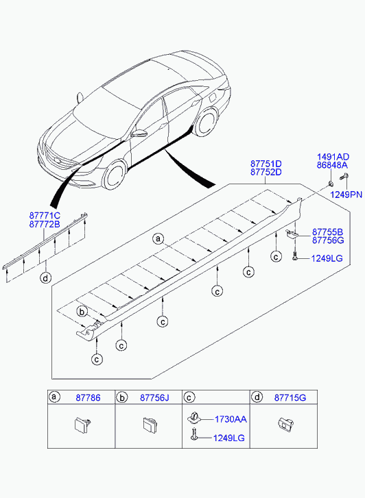 Порог, подножка правая для Хендай Соната 2009-2014