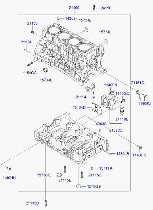Блок цилиндров в сборе для Хендай Соната 2004-2010