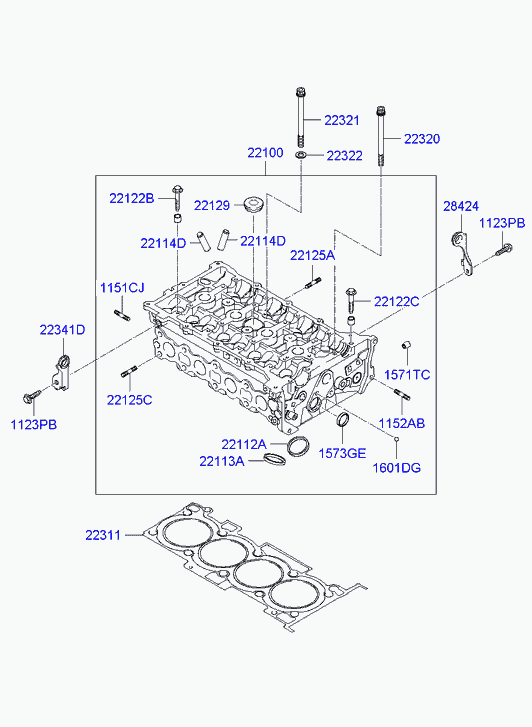 Головка блока цилиндров в сборе для Хендай Соната 2004-2010