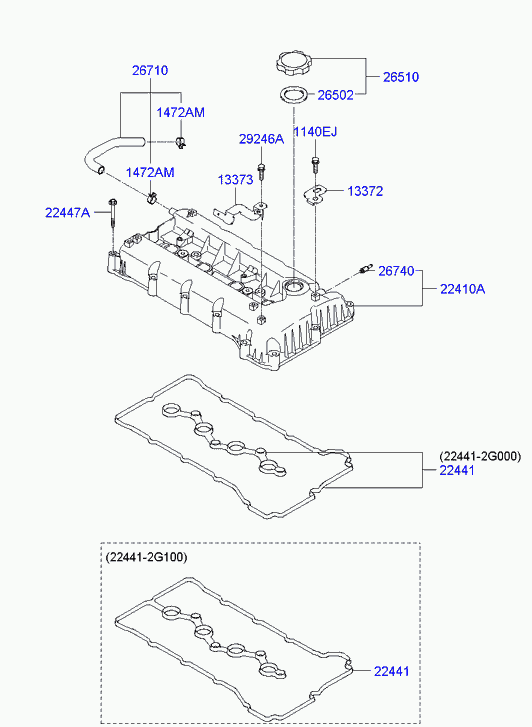 Клапанная крышка для Хендай Соната 2004-2010