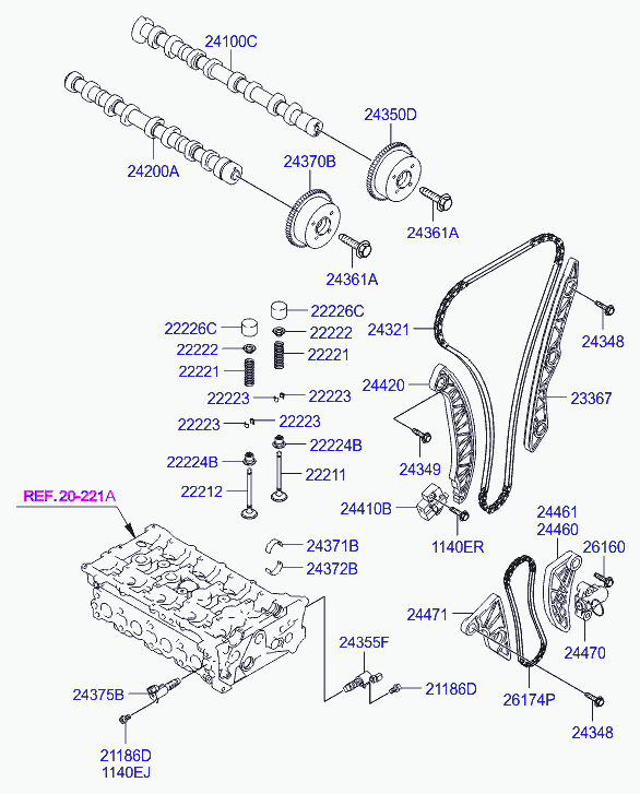 Цепь масляного насоса для Хендай Соната 2004-2010