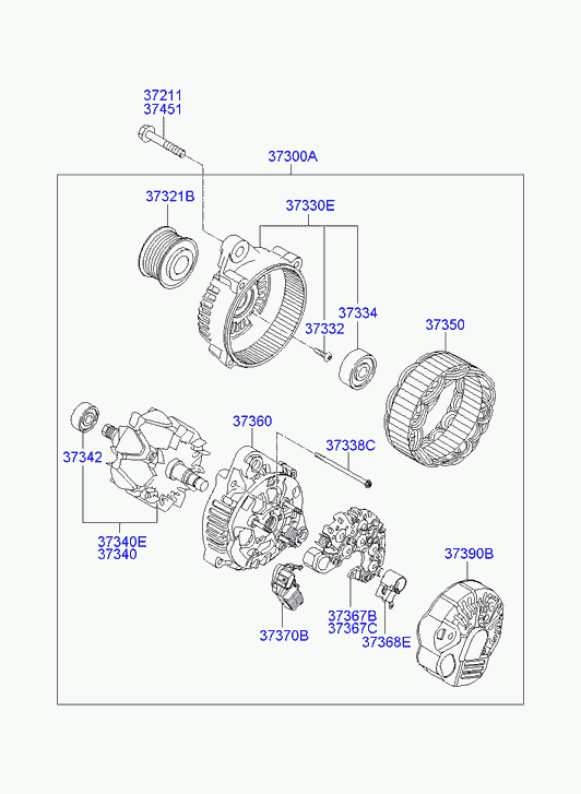 Генератор в сборе для Хендай Соната 2004-2010