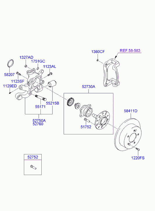Ступица задняя правая для Хендай Соната 2004-2010