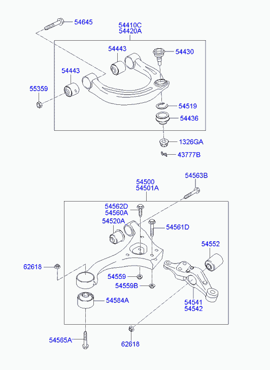 Рычаг передний нижний левый для Хендай Соната 2004-2010
