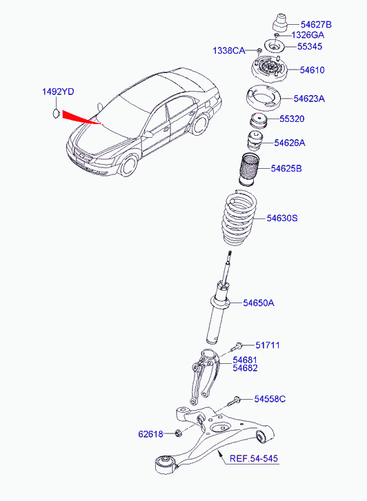 Стойка передняя правая для Хендай Соната 2004-2010