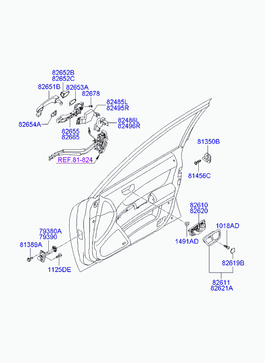 Ручка передней левой двери для Хендай Соната 2004-2010