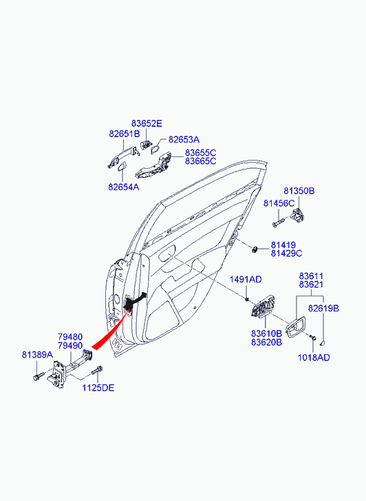 Ручка задней левой двери для Хендай Соната 2004-2010