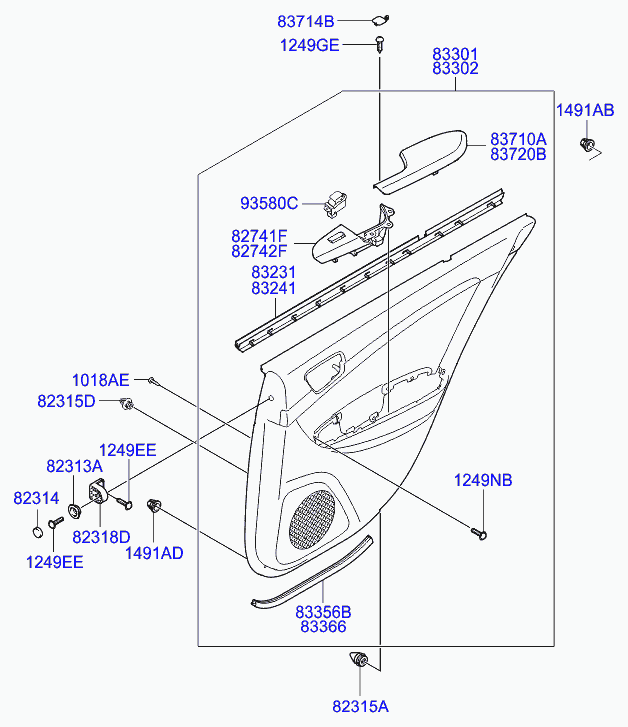 Панель отделки задней левой двери для Хендай Соната 2004-2010
