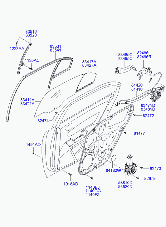 Замок задней левой двери для Хендай Соната 2004-2010