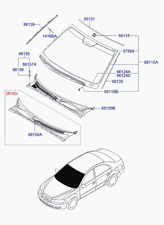 Лобовое стекло для Хендай Соната 2004-2010
