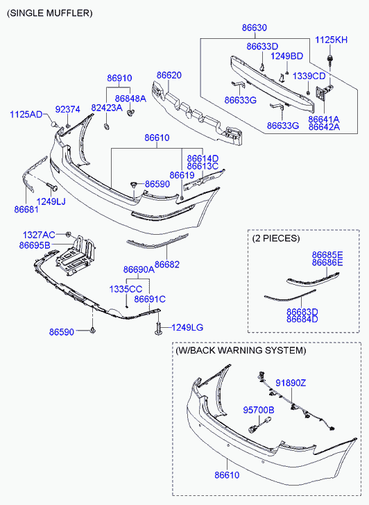 Усилитель заднего бампера для Хендай Соната 2004-2010