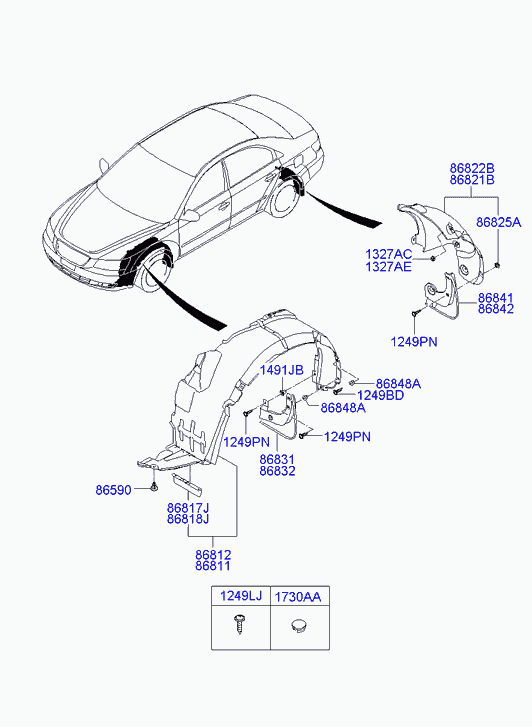 Подкрылок передний левый для Хендай Соната 2004-2010