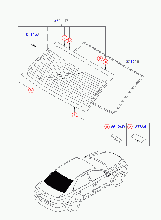 Стекло заднее для Хендай Соната 2004-2010