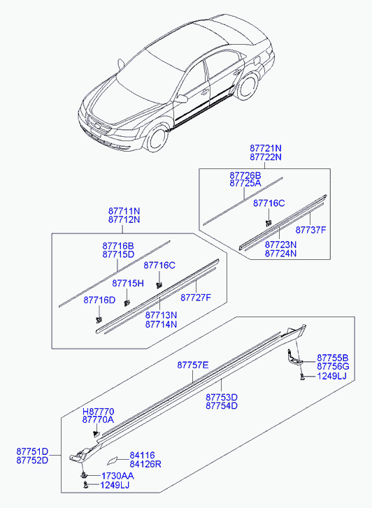 Молдинг боковой левый для Хендай Соната 2004-2010