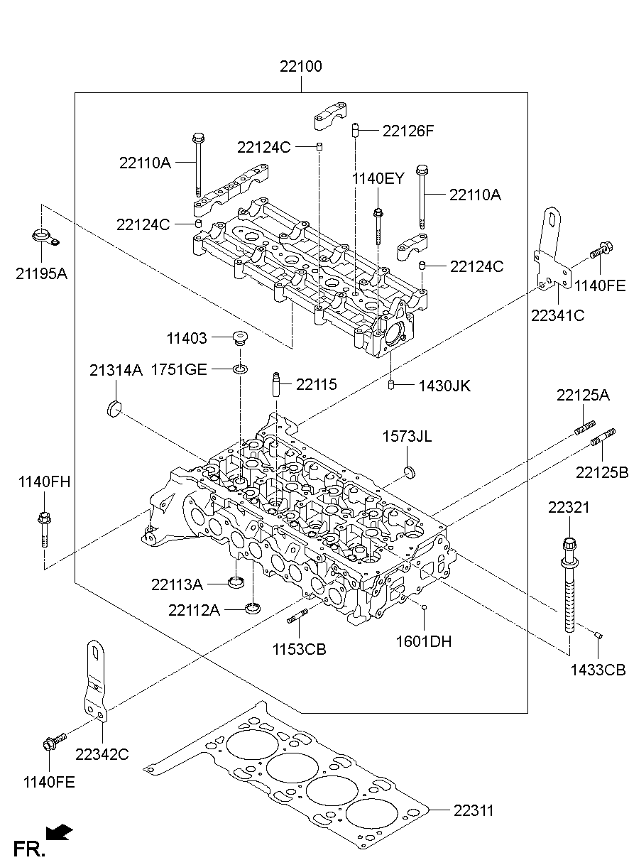 Головка блока цилиндров в сборе для Хендай Санта Фе 2012-2016