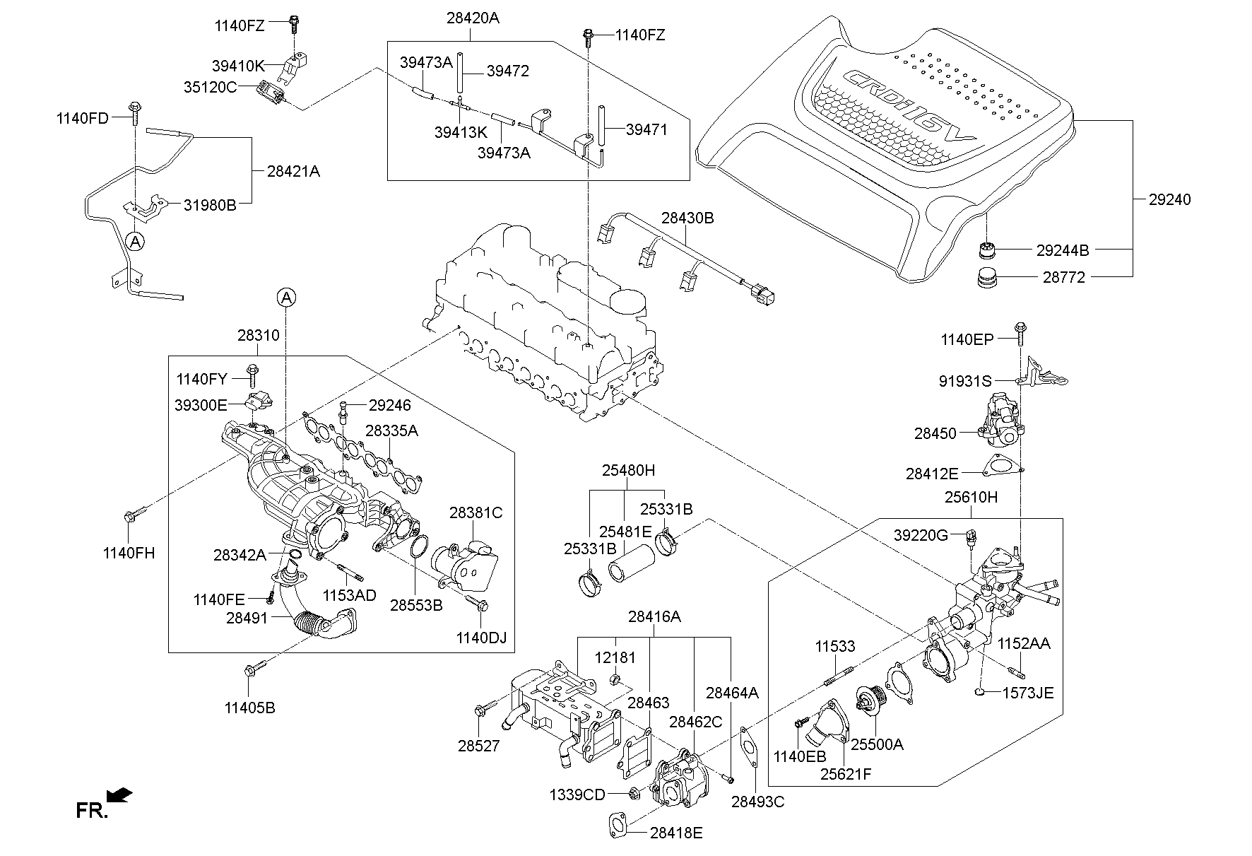 Корпус термостата в сборе для Хендай Санта Фе 2012-2016