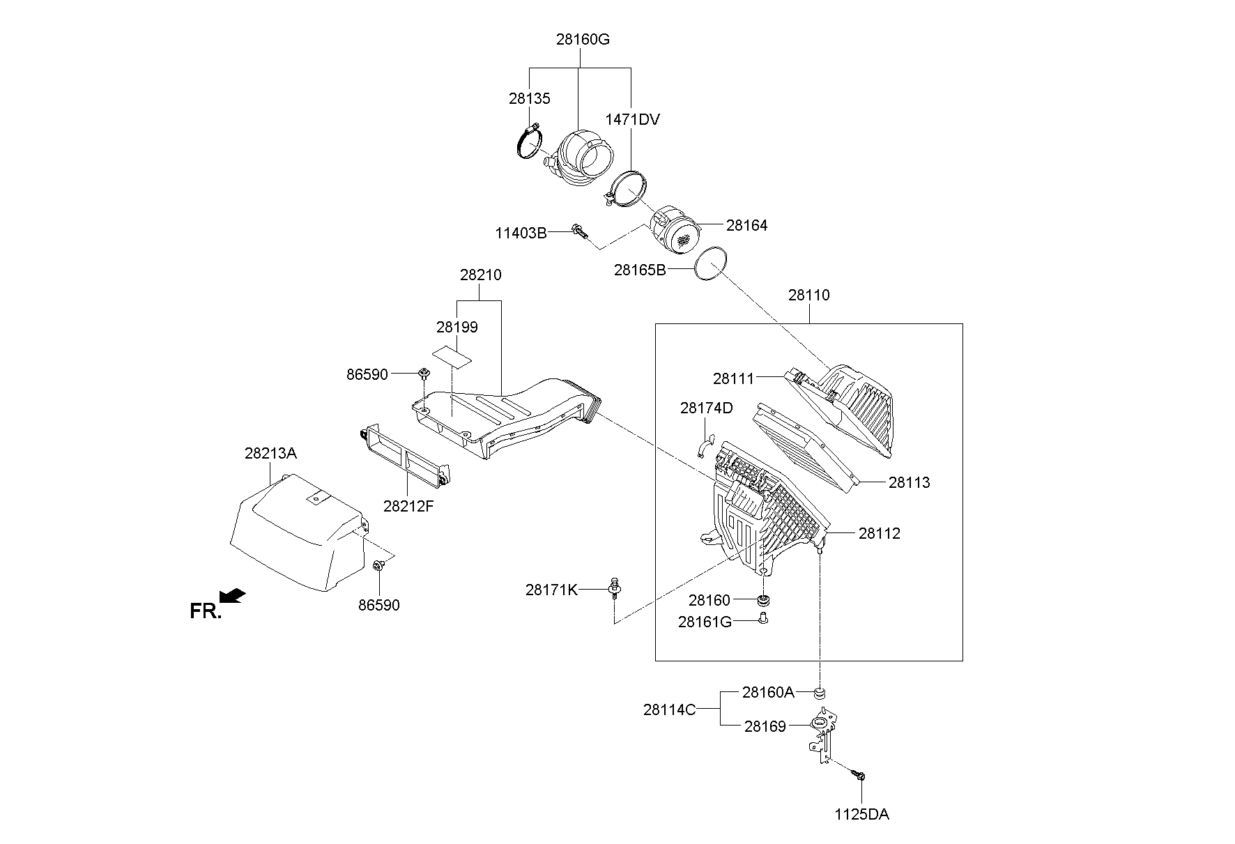 Датчик расхода воздуха для Хендай Санта Фе 2012-2016