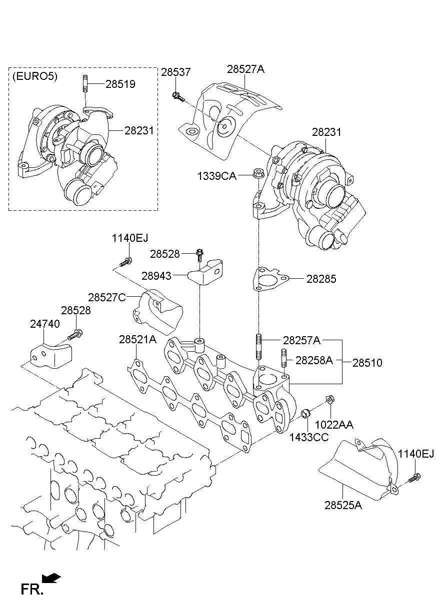 Коллектор выпускной для Хендай Санта Фе 2012-2016