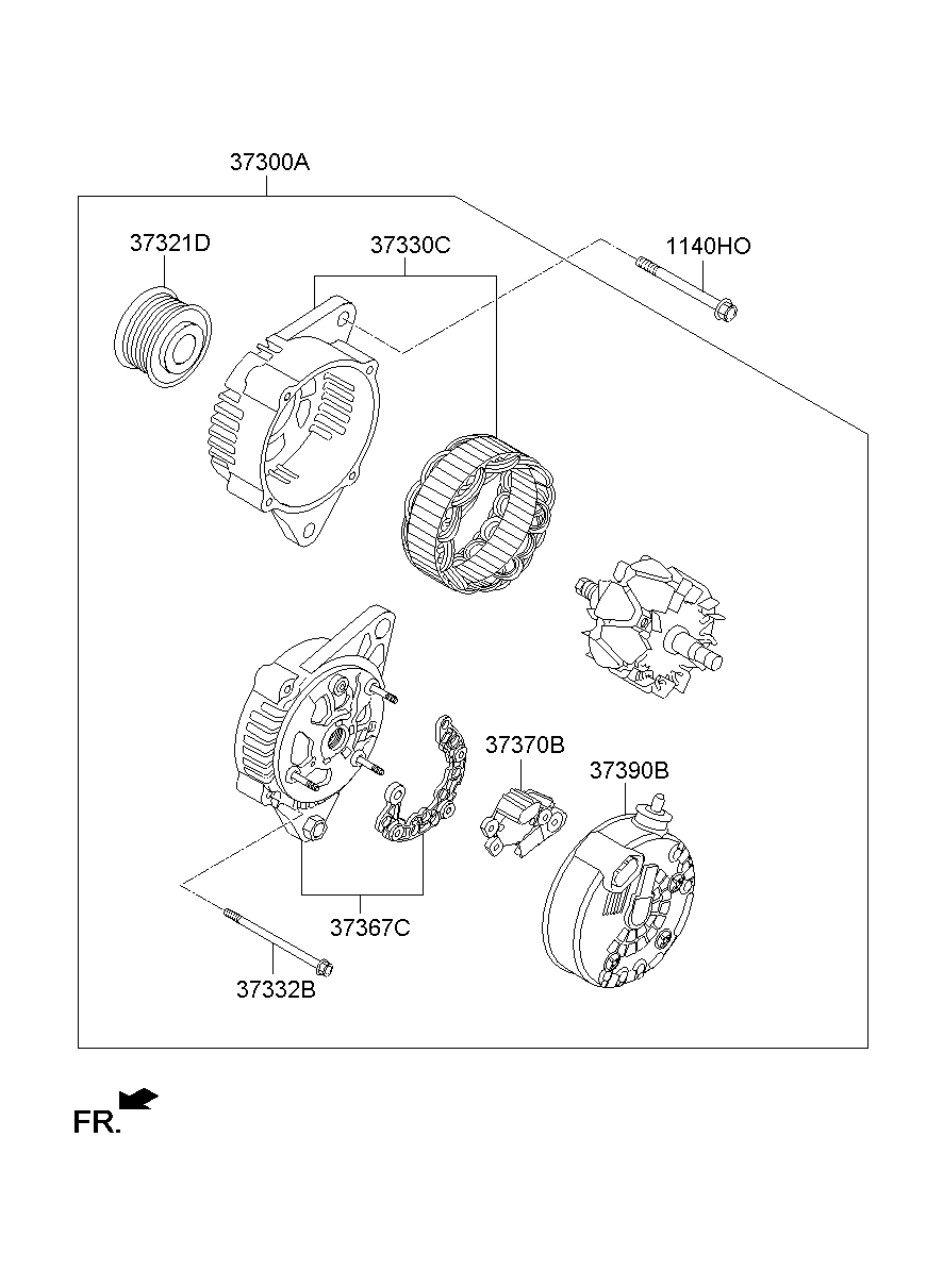 Генератор в сборе для Хендай Санта Фе 2012-2016