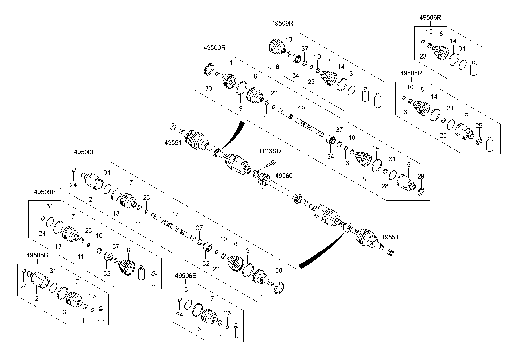 Приводной вал передний правый для Хендай Санта Фе 2012-2016