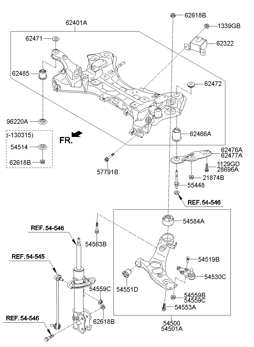 Шаровая опора рычага переднего нижнего правого для Хендай Санта Фе 2012-2016