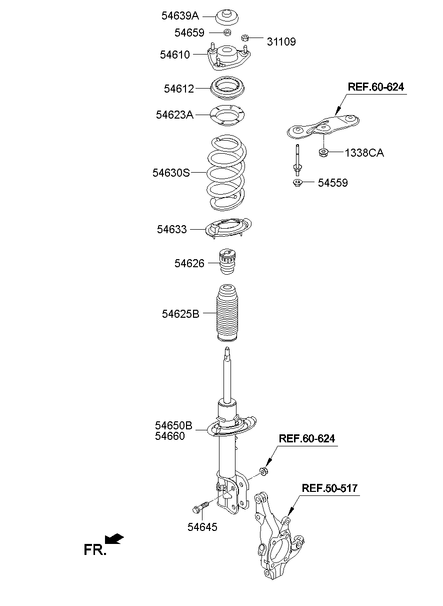 Стойка передняя правая для Хендай Санта Фе 2012-2016