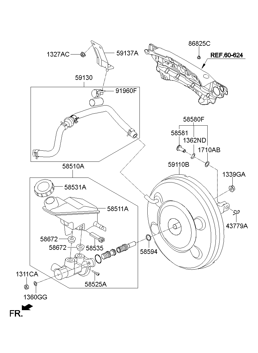 Главный тормозной цилиндр с бачком для Хендай Санта Фе 2012-2016