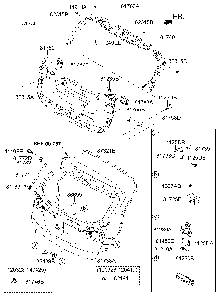 Замок багажника для Хендай Санта Фе 2012-2016