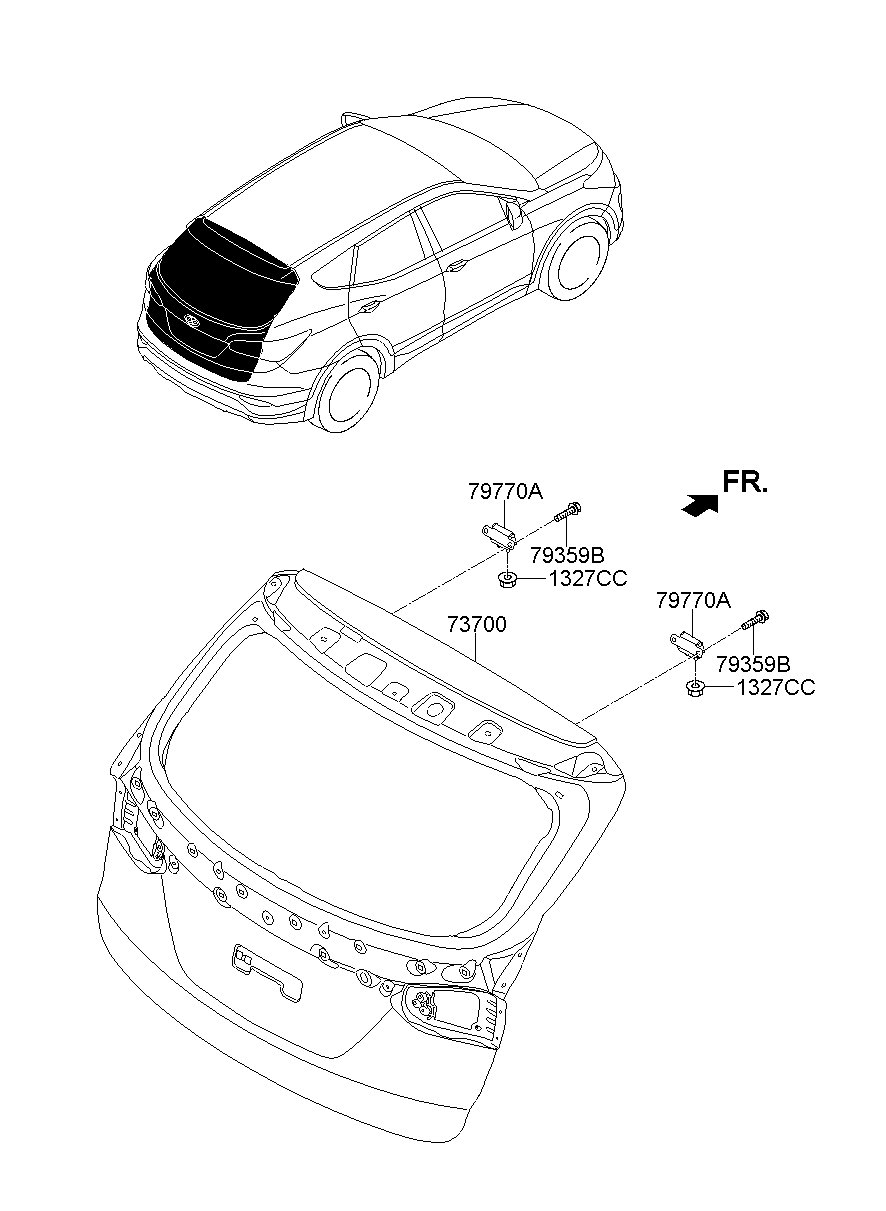 Петля крышки багажника левая для Хендай Санта Фе 2012-2016