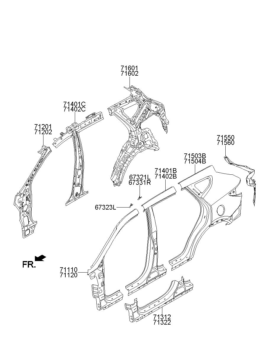 Центральная стойка кузова правая для Хендай Санта Фе 2012-2016